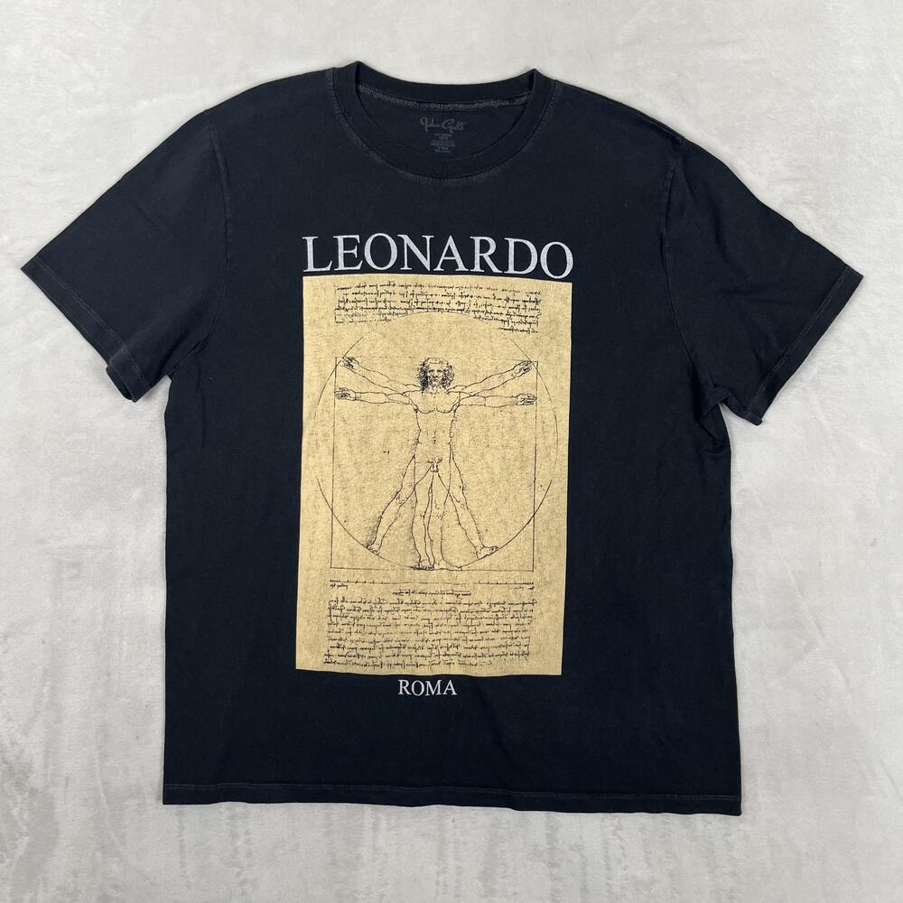John Galt Graphic T-Shirt Womens One Size Black Leonardo Da Vinci Roma Italy
